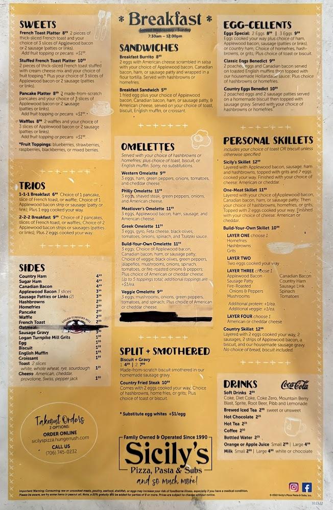 Sicily's Pizza, Pasta & Subs Menu image 3